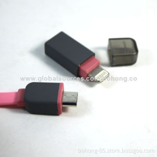2-in-2 USB Short-line Cable, different colors available, 500 pieces MOQ each color